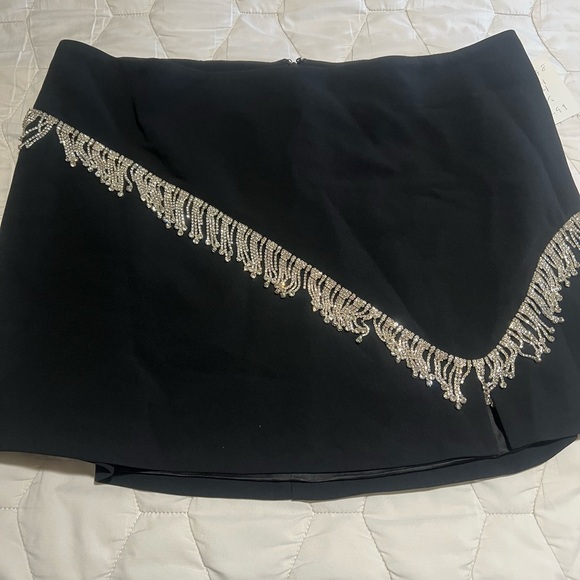 Dresses & Skirts - Black Skirt with Silver Fringe Detail